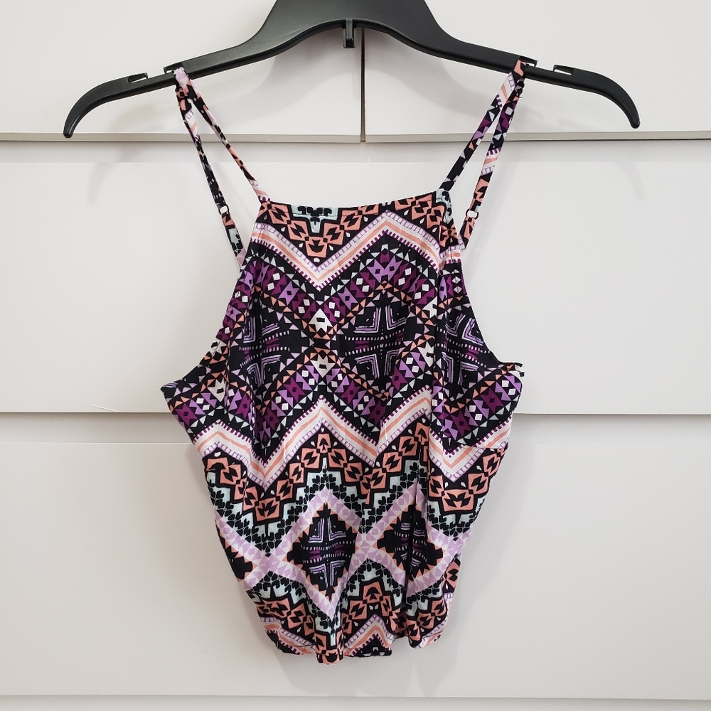 Backtied Patterned Crop Top